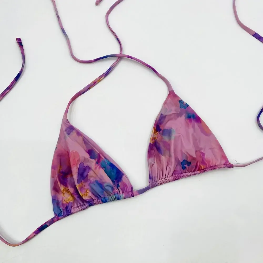 Frankie's Bikinis tia watercolor floral triangle bikini top